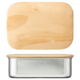 Skater STLBT9B-A Stainless Steel Lunch Box with Wooden Lid, 1-Tier, 28.9 fl oz (830 ml), Large Capacity, For Men