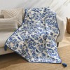 Ultra Soft Pre-Washed Quilted Throw Blanket, Floral Printed Tassels Fringed