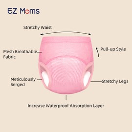 EZ Moms 10 Packs Potty Training Underwear for Girls Breathable Toddler Training Underwear 2t-3t Absorbent Toilet Training Pants 2t-3t Girls Training Underwear Reusable Training Panties