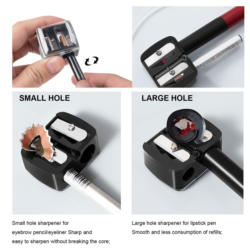 2 Pcs Eyeliner Sharpener,2 Holes Makeup Sharpener,Make up Pencil Sharpener,Eyebrow