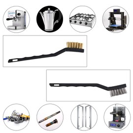 FOGAWA 12Pcs Small Wire Brush Set Brass Wire Brush Metal Rust Remover Brushes Stainless Steel Metal Brush for Cleaning Rust 3D Printer Nozzle Welding Slag Dirt with Curved Handle