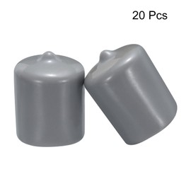QUARKZMAN Rubber End Caps 22 mm (7/8 Inch) ID Vinyl PVC Round Tube Bolt Cap Cover Protectors for Screw Thread Grey Pack of 20
