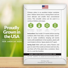 Survival Garden Seeds - Chinese Celery Seed for Planting - Packet with Instructions to Plant and Grow Your Home Vegetable Garden - Non-GMO Heirloom Variety