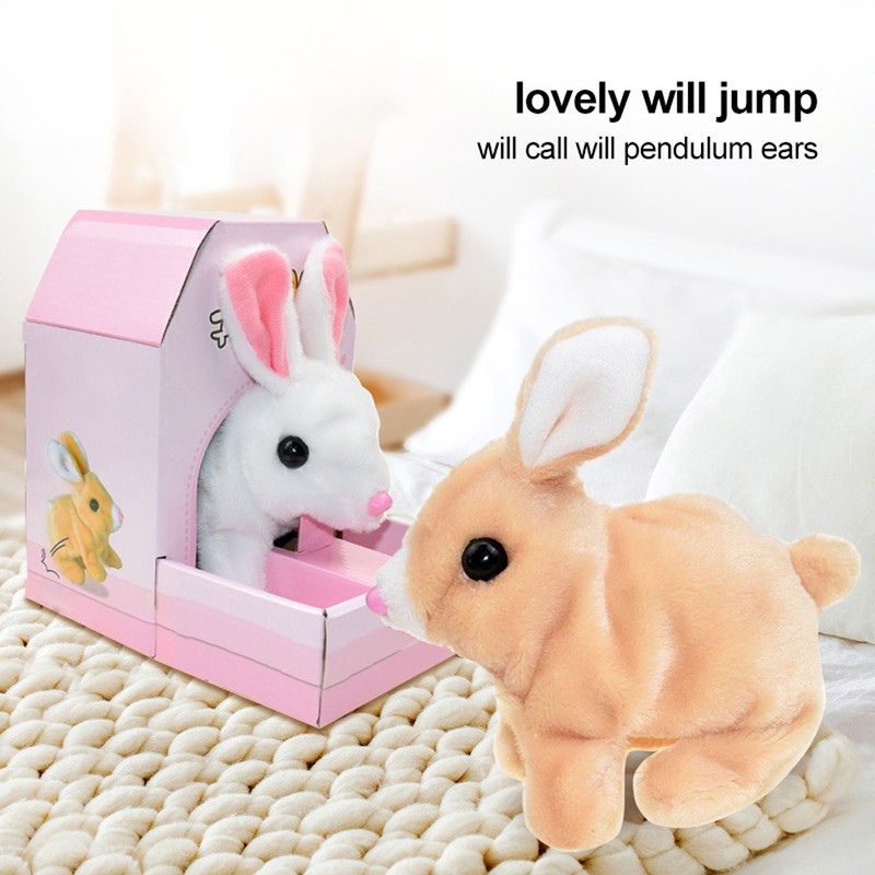 Electric Rabbit Plush Toy Battery Operated Stuffed Bunny Jumping Wiggle