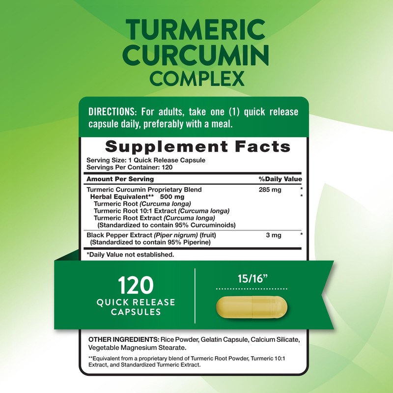 Nature's Truth Turmeric Curcumin | 120 Capsules | with Black