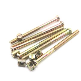 binifiMux 10-Pack M8x110mm Half Thread Furniture Barrel Screws Bolt Nuts Assortment Kit for Crib Cot Bunk Beds Chairs