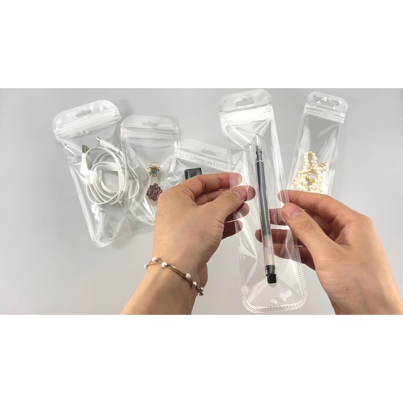 MITOB 100 Pack Self Sealing Bag with Hang Hole Resealable
