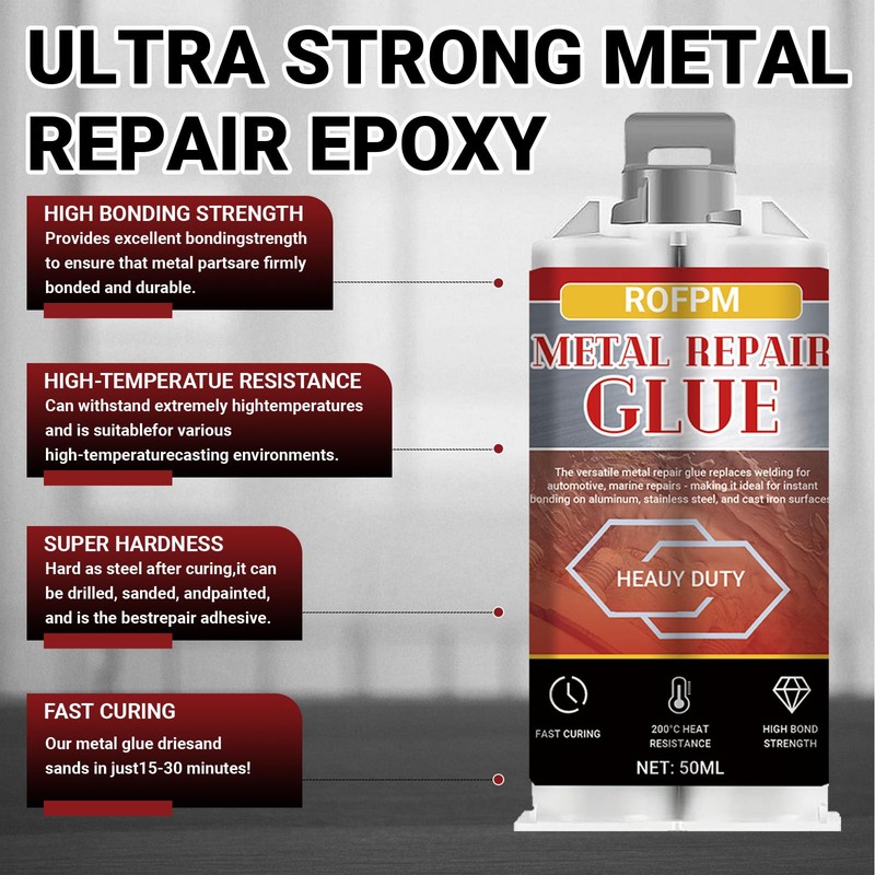 ROFPM Metal Glue Heavy Duty Weld, 1.69 floz Epoxy Glue