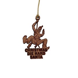 Cedar Ornament - Christmas Die Hard Santa