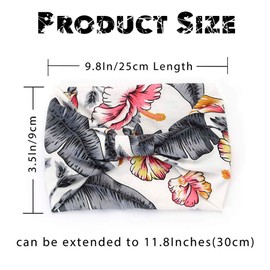 Aceorna Boho Bandeau Headbands Wide Knot Hair Scarf Floral Printed Hair Band Elastic Turban Thick Head Wrap Stretch Fabric Cotton Head Bands Thick Fashion Hair Accessories for Women Pack of 3 (Floral)