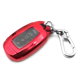 INFIPAR Fit for Hyundai Venue Elantra Accent Azera Palisade Elantra GT Kona Electric Santa Fe Veloster N TPU Key Fob Remote Cover Case Shell Holder Protector Sleeve Accessories, Red