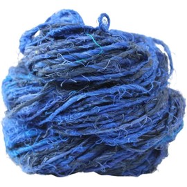 Knitsilk Artisan Linen Yarn | Chunky Handspun & Hand-Dyed Yarn | (50 yds/100grams) | Pack of 2 (Navy Blue)