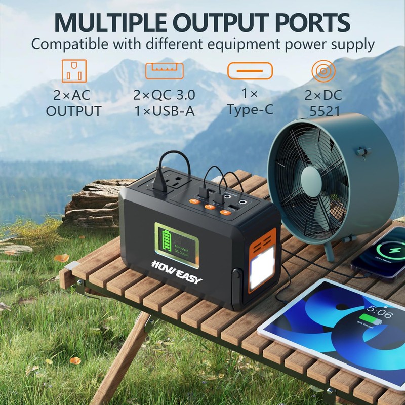 HOWEASY Portable Power Station,120W(240W Peak) Solar Generator,88Wh Lithium Battery Power