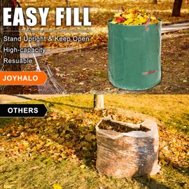 Joyhalo Reusable Yard Waste Bags, 132 Gallon Lawn And Leaf Bags 6 Pack, Heavy Duty Garden Bags With Gardening Gloves, Standable Garden Waste Bags With 4 Handles, Camping Yard Recycling Bags For Leaves