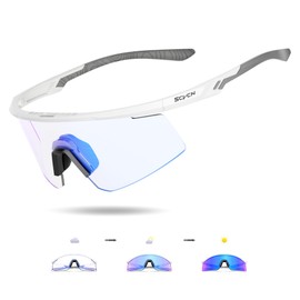 SCVCN Self-tinting Cycling Glasses, UV400 Protection TR90 Frame, Transparent Sports Sunglasses for Men and Women for Cycling, Running, Baseball, MTB, Mountain Bike and Other Outdoor Sports 005