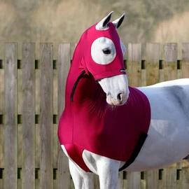 Masta Stretch Lycra Horse Head Hood with Zip - Burgundy - Large