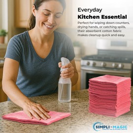 Simpli-Magic Cotton Shop Towels, Commercial Grade, Red, 95 Pack, Size: 14" x 12"