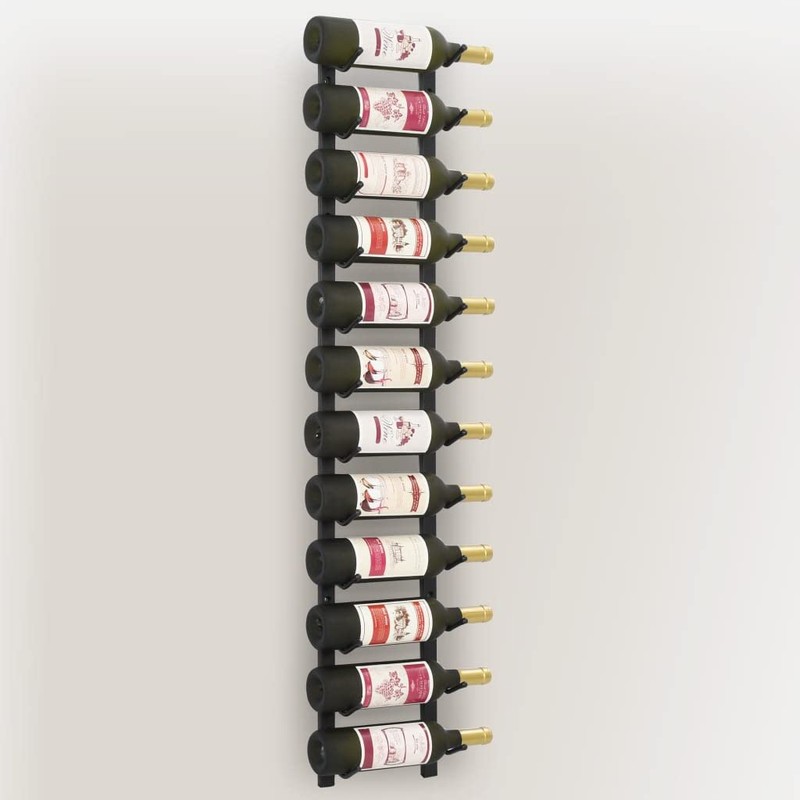 vidaXL 12-Bottle Wall Mounted Wine Rack - Durable Powder-Coated Iron,