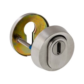 New Orleans Interchange Fitting | Cranked Ball Knob | V2A Matte Stainless Steel | For Home Entrance Doors with 72 Spacing (Protective Rosette with ZA ES1)