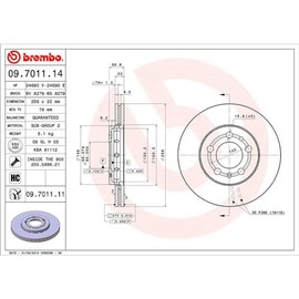 BREMBO Disco De Freno Delantero Izquierdo O Derecho Compatible con VOLKSWAGEN VENTO de 2014 a 2019
