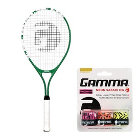 Gamma Quick Kids 25" Inch Junior Tennis Racquet Set or Kit Bundled with a 3-Pack of Gamma Neon Safari Overgrips for Kids