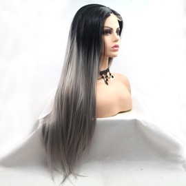 Xiweiya Long Grey Wavy Wig long Soft Synthetic lace Front Wigs U Part Lace for Women, Drag Queen with Heat Resistant Fiber Hair Replacement Wig Long Blonde Hair Middle Part 24 inch