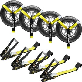 Bolvixor 4 Pack Car Tie Down Straps for Trailers - 2" x 96" - 9900LBS Break Strength - Heavy Duty Tire Ratchet Straps with Flat Hooks for Hauling UTV, SUV, Truck, Any Cars