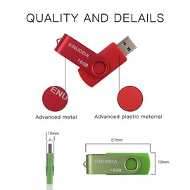 ENUODA 16GB USB Flash Drive 5 Pack 16GB Thumb Drives Swivel Design USB 2.0 Memory Stick Jump Drive Pen Drive for Storage and Backup (5 Colors)
