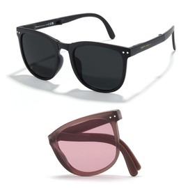 Cyxus 41019CP01 Folding Sunglasses, Polarized Lenses, UV Protection, Small Face Effect, Ultra Lightweight, For Fishing, Driving, Climbing, Sports, Fashionable, black+purple