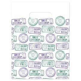 Dental Stamp Dental Giveaway Bags, 9" x 12", 100 Pack
