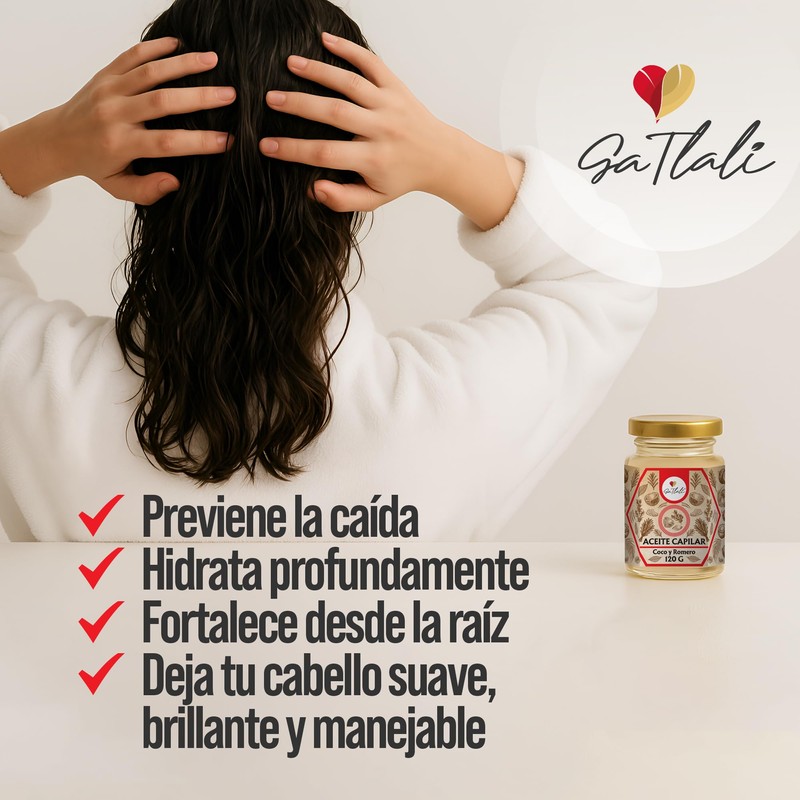 Ga Tlali – Aceite Capilar de Coco y Romero 120g