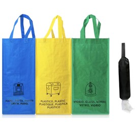 Compact and Economical Recycling Bins – Includes Storage Bag for Plastic Bags – Ideal Recycling Bin 3 Compartments, Recycling Bags for Small Spaces