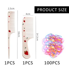 2 Pieces Of Strawberry Combs, 1 Pack Of Jelly-Colored Rubber Bands, Children'S Combs, Cartoon Combs, Children'S Hairbrushes, Styling Combs, Girls' Hairbrush Sets
