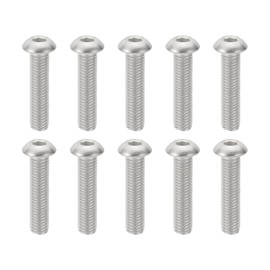 PATIKIL M8-1.25x30mm Button Head Socket Cap Screws, 10 Pcs 304 Stainless Steel 18-8 Hex Socket Cap Screw Bolts Allen Hex Drive Full Machine Thread