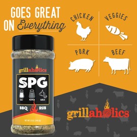 Grillaholics Salt Pepper Garlic Seasoning - SPG Rub Seasonings - The Perfect All Purpose Seasoning & BBQ Rub