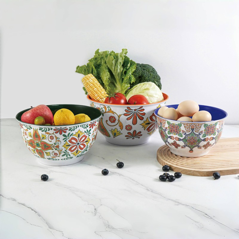 TP Large Mixing Bowl Set with Lids, Melamine Nesting Bowls