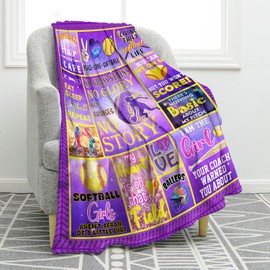 Jekeno Manta de sóftbol, regalos para mujeres y hombres, manta de franela de forro polar suave para deportes, ideal para niños y niñas, jugadoras, ideas de regalos únicas para amantes del sóftbol