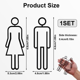 Men & Women Symbol Toilet Sign Made of Acrylic, Simple Number Plate, Unisex Toilet Sign, for Toilet, Bathroom, Wardrobe Toilet (Black)