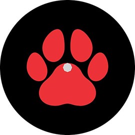 Tire Cover Central Pet or Dog Paws red Spare Tire Cover (255/75r17 Back up Camera Opening)