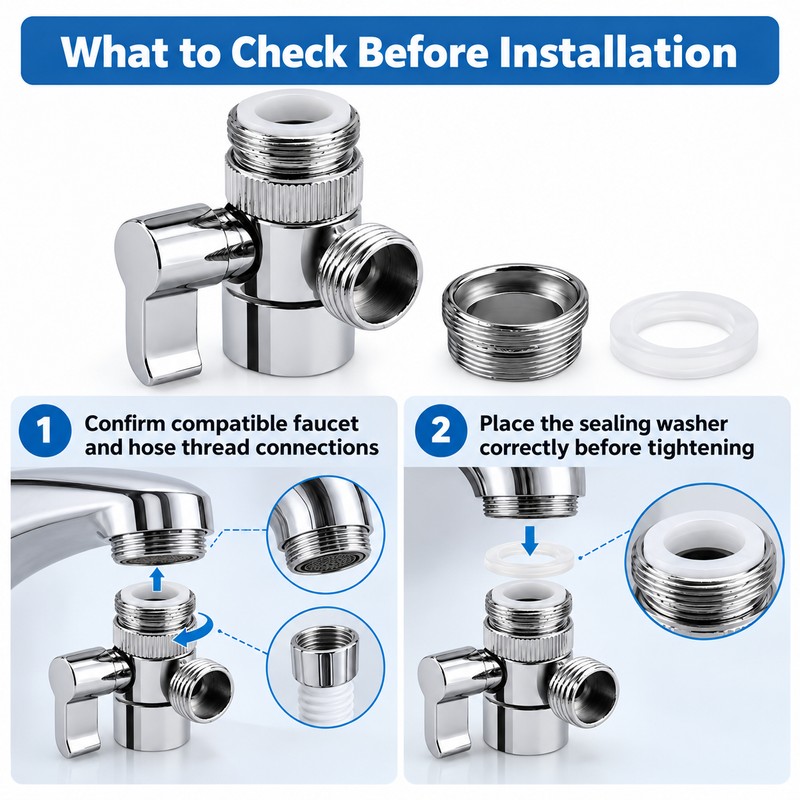 Faucet Splitter Adapter for Kitchen & Bathroom Sinks – Dual
