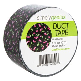 Simply Genius (Single Roll) Patterned Duct Tape Roll Craft Supplies for Kids Adults Colored Duct Tape Colors, Pink Cherries