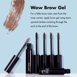 e.l.f. Wow Brow Gel, Volumizing, Buildable, Wax-Gel Hybrid, Creates Full, Voluminous-Looking Brows, Locks Brow Hairs In Place, Neutral Brown