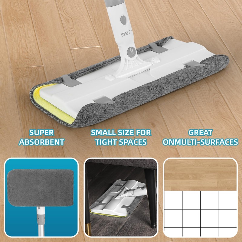 Reusable Microfiber Flat Mop for Floor Cleaning, 10.8 in (27.5