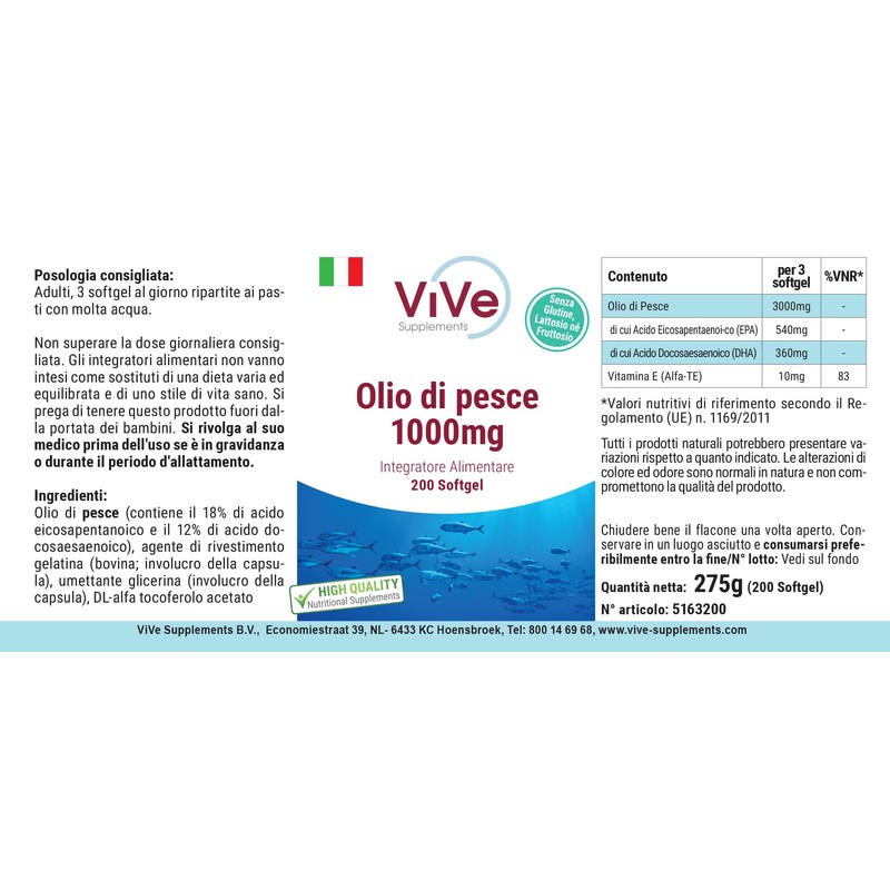 Fish Oil - 200 Softgels - 3000 mg per Daily