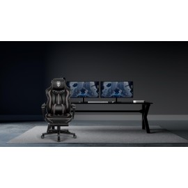 Vonesse Gaming Chair for Adults, Reclining Gaming Chairs with Footrest and Massage, Computer Gaming Chair for Heavy People,Ergonomic Gamer Chair Big and Tall (Black/Gray)