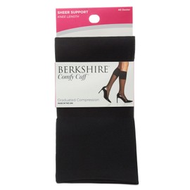 Berkshire Plus-Size Women's Plus Size Queen Sheer Graduated Compression Trouser Sock, black