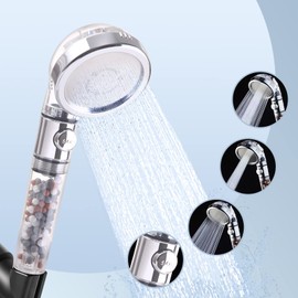 FACHIOO Filtered Shower Head, High Pressure Water Saving Showerhead with Filter Beads, 3 Settings Shower Heads with Handheld Spray, Eco water Spa Showerheads for Dry Hair & Skin