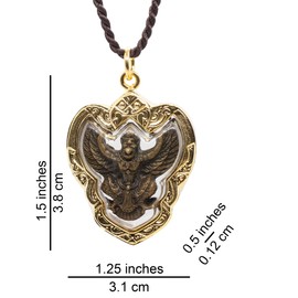 Artschatz Golden Amulet Garuda. Khagesvara, Vahana of Vishnu, Suparna, Thai Buddha Pendant
