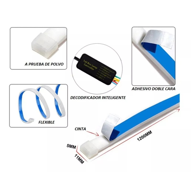 Corp.Res Electronics Tira Led Secuencial 120cm Para Cajuela Direccionales Reversa