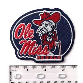 OLE MISS REBELS EMBROIDERED IRON ON PATCH 3” X 3.5” FREE SHIPPING